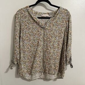 Rose & Thyme Dainty Floral Cottage Spring Boho Top Blouse‎ Size L